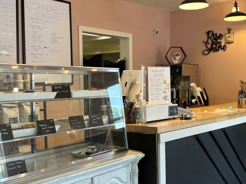 Front counter at Rise & Shine Coffee House