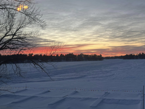 view of lake Wissota in the winter time from Wissota lodge