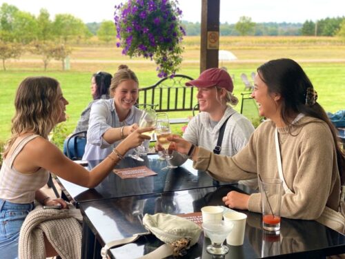 River Bend Winery Patio Girls Cheers Summer Wine
