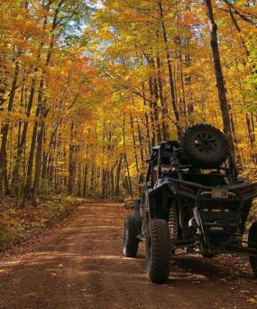 UTV ride through fall forest
