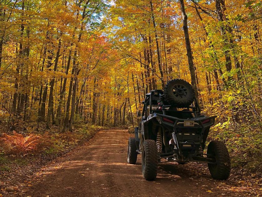 UTV ride through fall forest