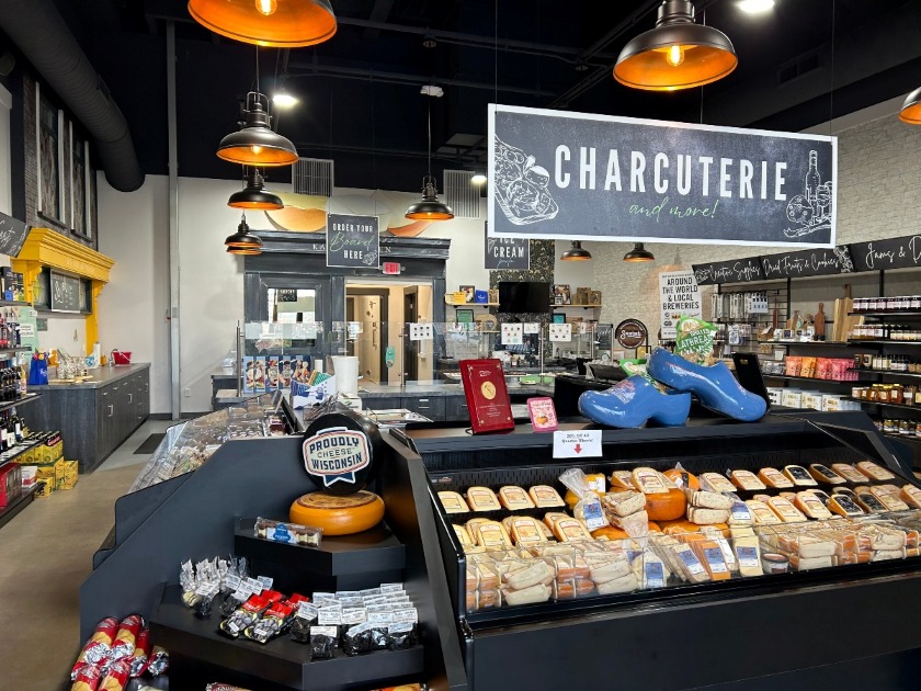 Inside House of Gouda store by the cheeses