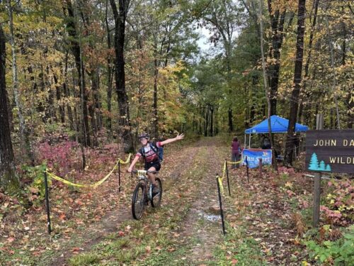 Deer Fly Chase Biker Fall Colors