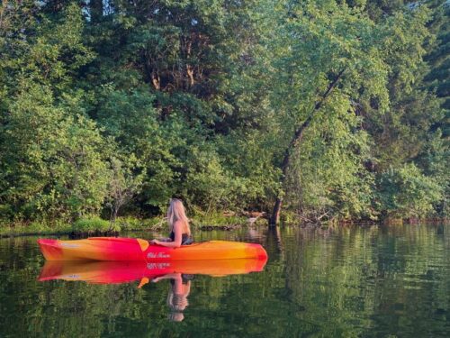Girl in Kayak at Brunet Island State Park