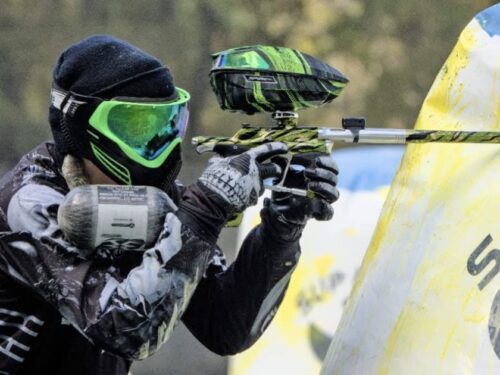 Person playing paintball 