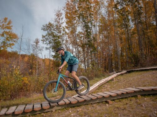 guy riding mountain bike at hickory ridge recreation area